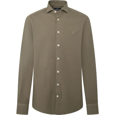 Hackett London Herren ESS GMT Dye Stret Pop Hemd, Braun (Khaki), im Sale